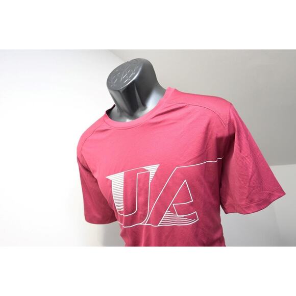 Under Armour Gym Shirt Fitted HeatGear Maroon Short Sleeve Mens Sz XL - Picture 2 of 10